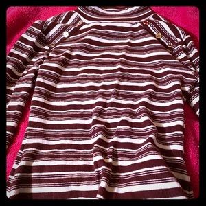 Burgundy and white turtle neck